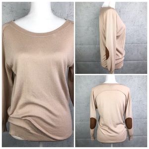 {Joie} Bronx Suede Elbow Patch Sweater Mushroom